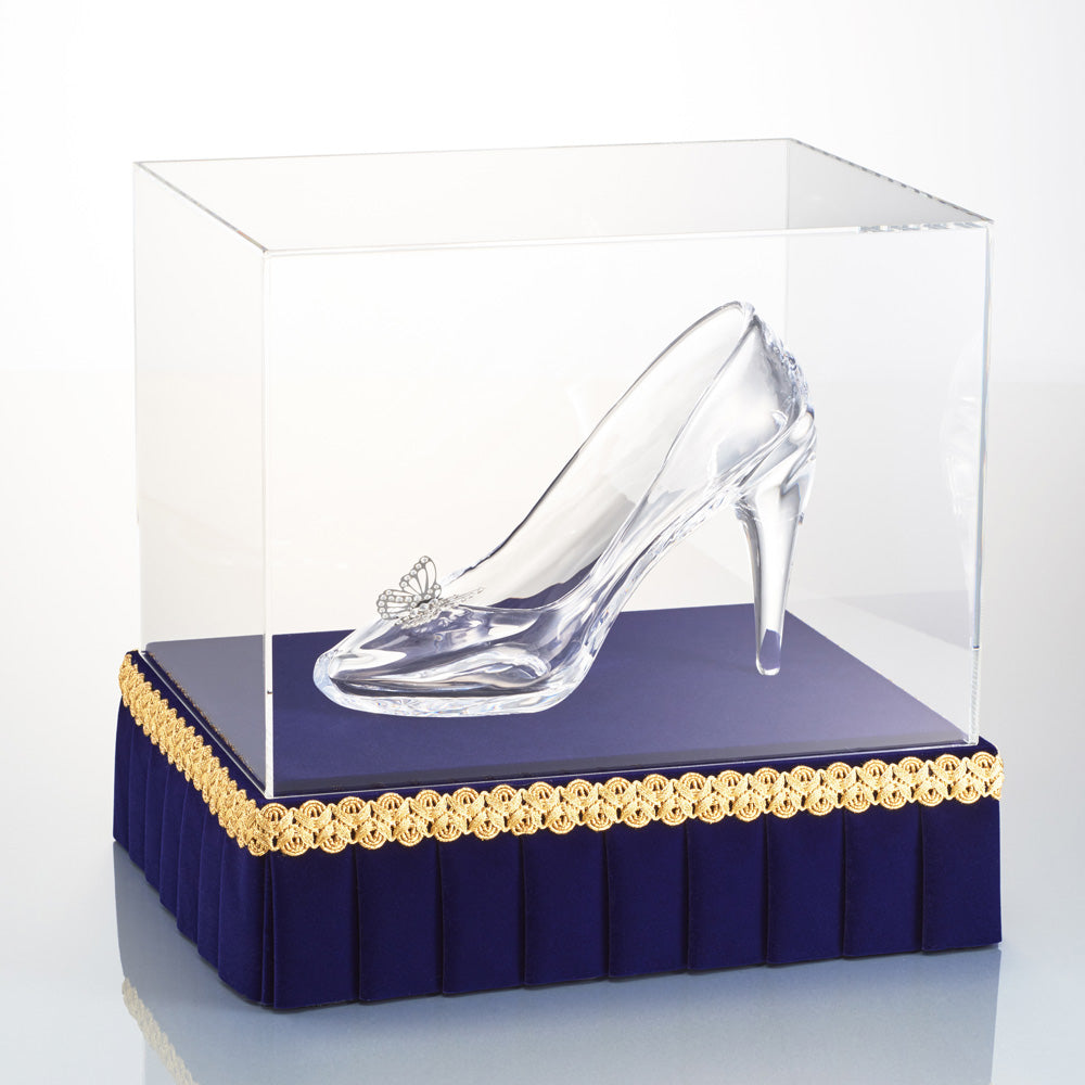 Wearable glass shoes With one-pointed Butterfly (right foot) and Special Case: Museum Blue Set