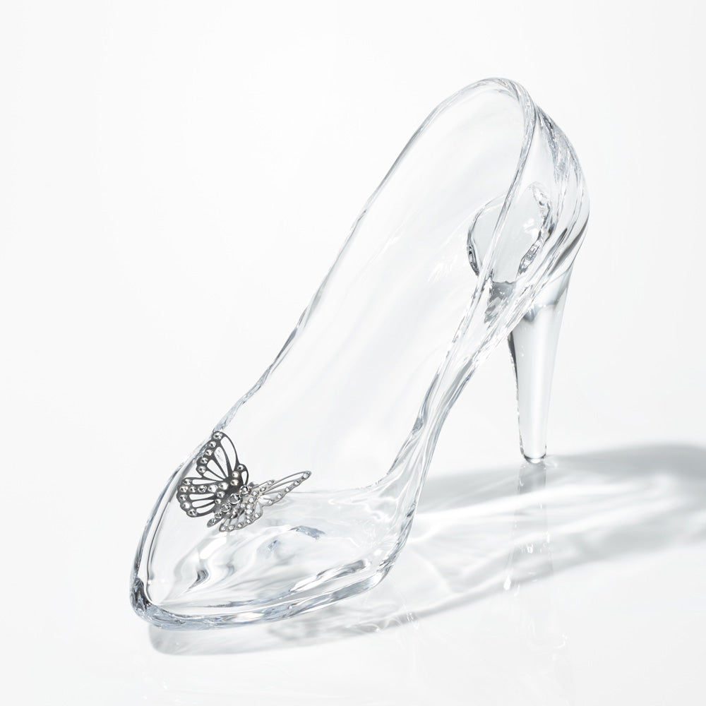Wearable glass shoes with butterflies (right foot)